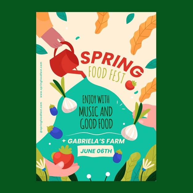 Flat vertical poster template for spring celebration