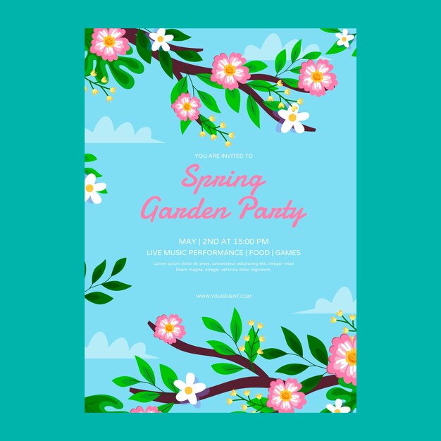 Flat vertical poster template for spring celebration