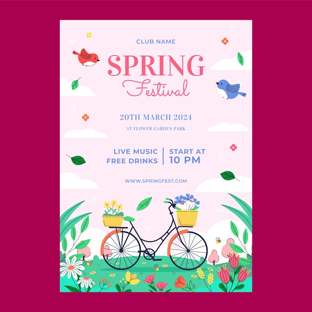 Free vector flat vertical poster template for spring season