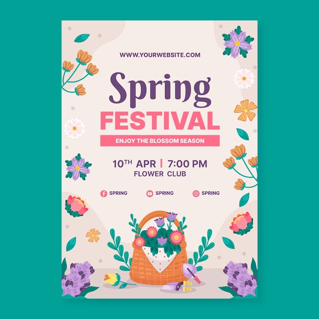 Free vector flat vertical poster template for spring season