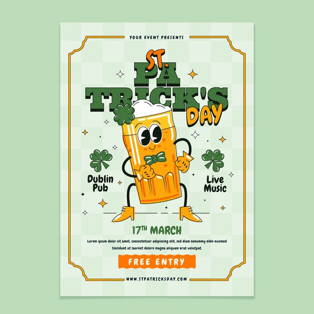 Flat vertical poster template for st patrick's day celebration