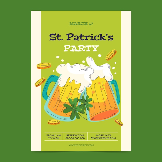 Flat vertical poster template for st patrick's day celebration