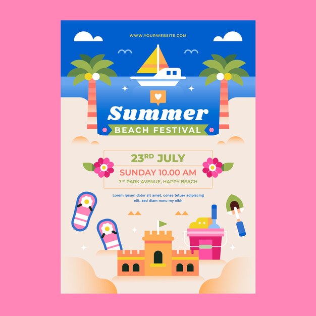 Flat vertical poster template for summer season