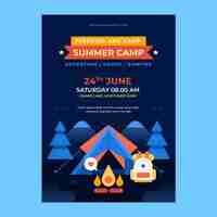 Free vector flat vertical poster template for summertime