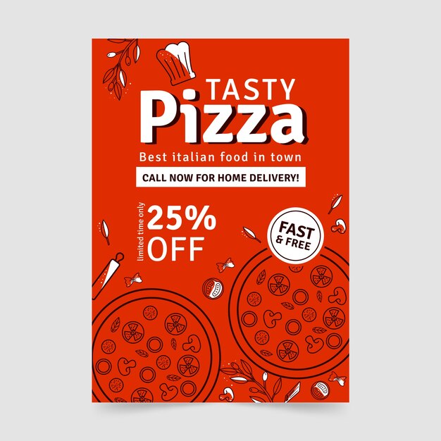 flat vertical poster template for traditional italian food restaurant