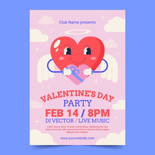 Free vector flat vertical poster template for valentines day celebration