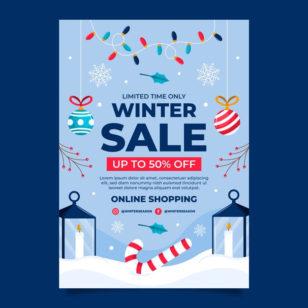 Free vector flat vertical poster template for winter season