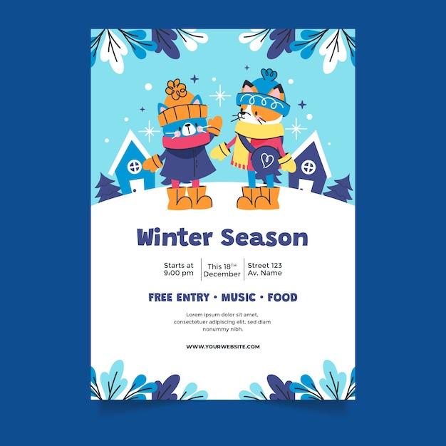 겨울 시즌 을 위한 평평 한 수직 포스터 템플릿