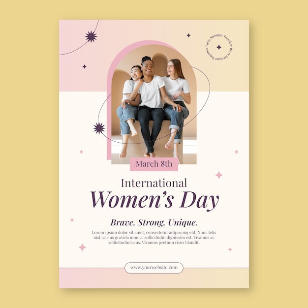 flat vertical poster template for women's day celebration