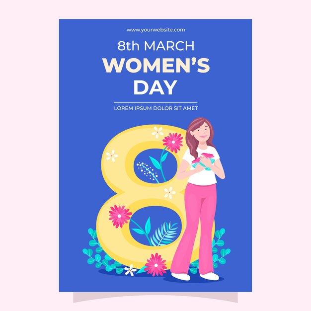flat vertical poster template women's day celebration