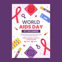 Free vector flat vertical poster template for world aids day awareness