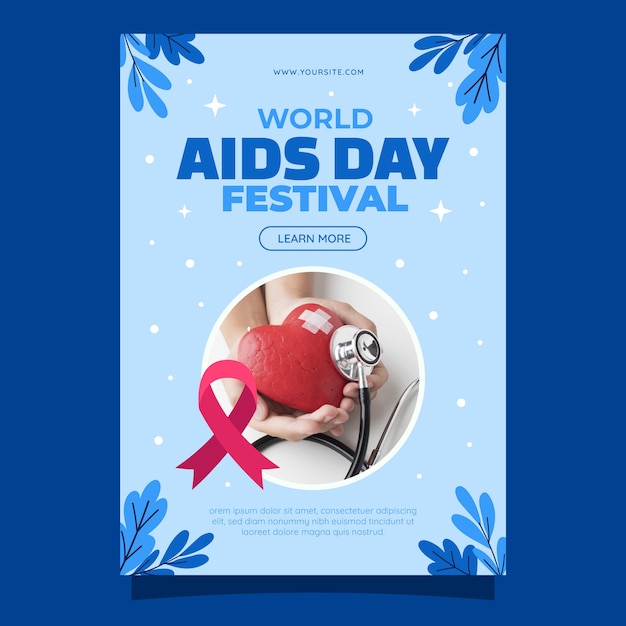 Free vector flat vertical poster template for world aids day awareness