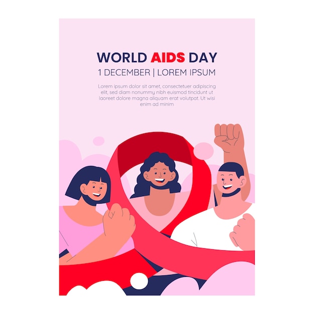 Free vector flat vertical poster template for world aids day awareness