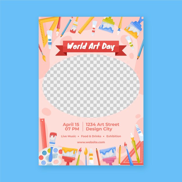 Flat vertical poster template for world art day