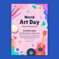 Free vector flat vertical poster template for world art day