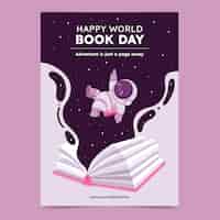 Free vector flat vertical poster template for world book day celebration