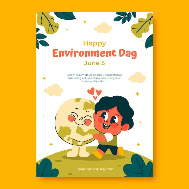 Flat vertical poster template for world environment day celebration