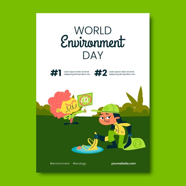 Flat vertical poster template for world environment day celebration