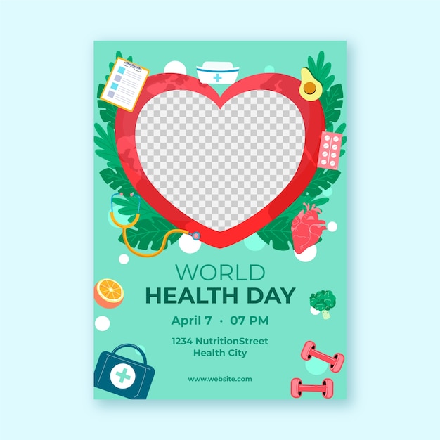 Free vector flat vertical poster template for world health day awareness