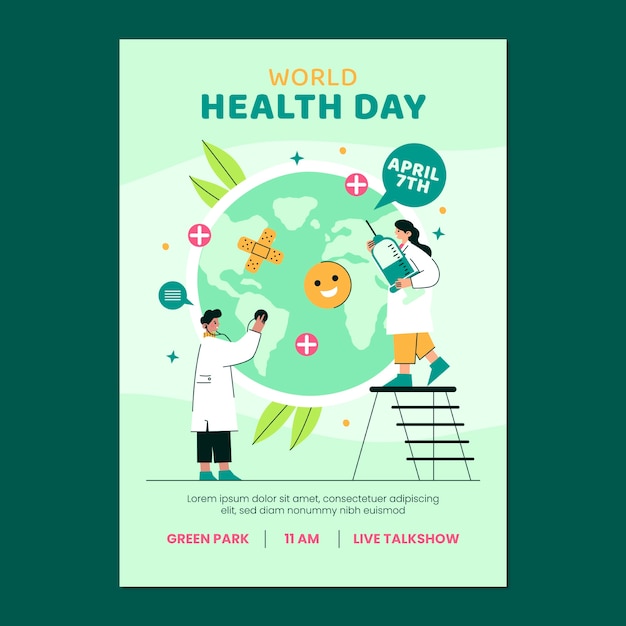 Free vector flat vertical poster template for world health day celebration