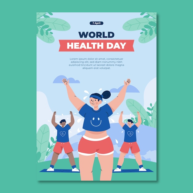 Free vector flat vertical poster template for world health day celebration