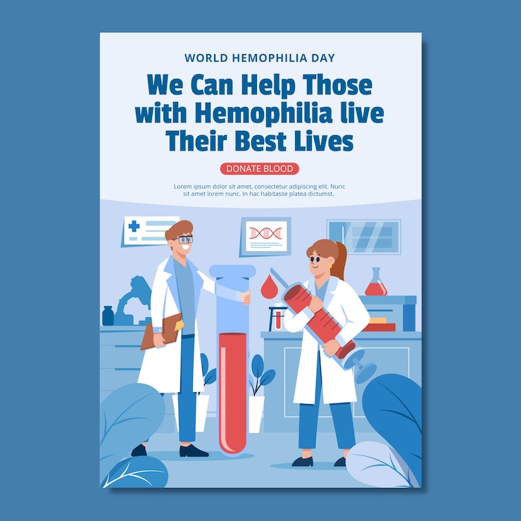 Free Vector flat vertical poster template for world hemophilia day awareness