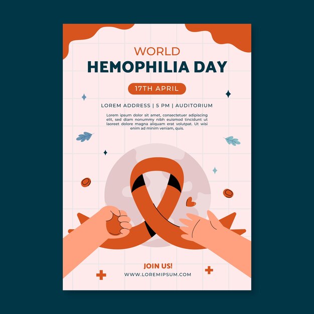 Free vector flat vertical poster template for world hemophilia day awareness