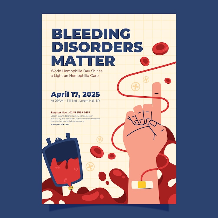 Free Vector flat vertical poster template for world hemophilia day