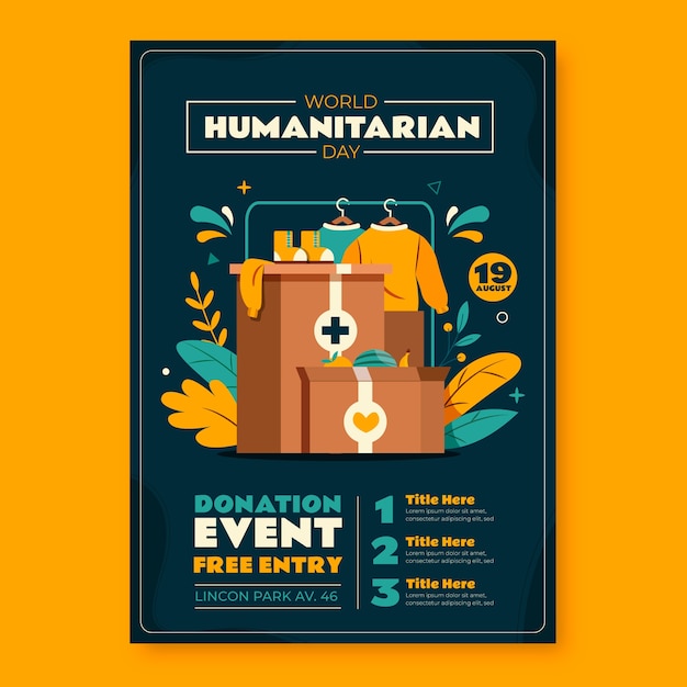 Free vector flat vertical poster template for world humanitarian day