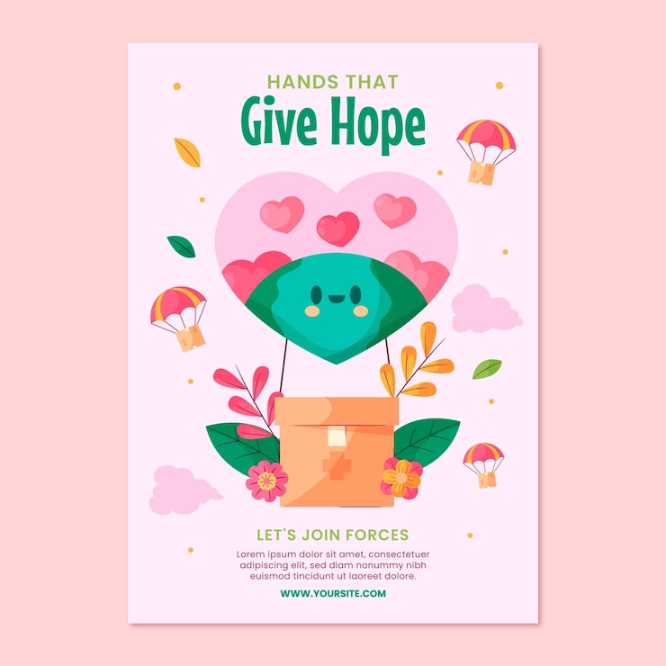Free Vector flat vertical poster template for world humanitarian day