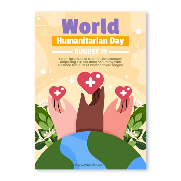 Flat vertical poster template for world humanitarian day