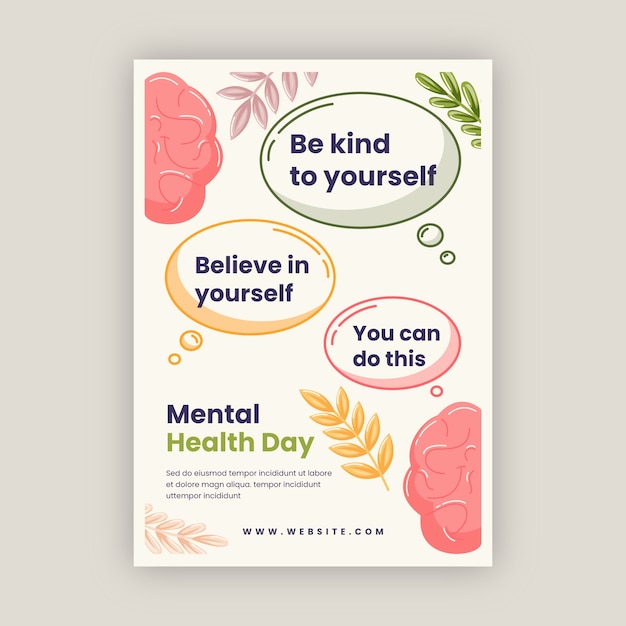 Free vector flat vertical poster template for world mental health day