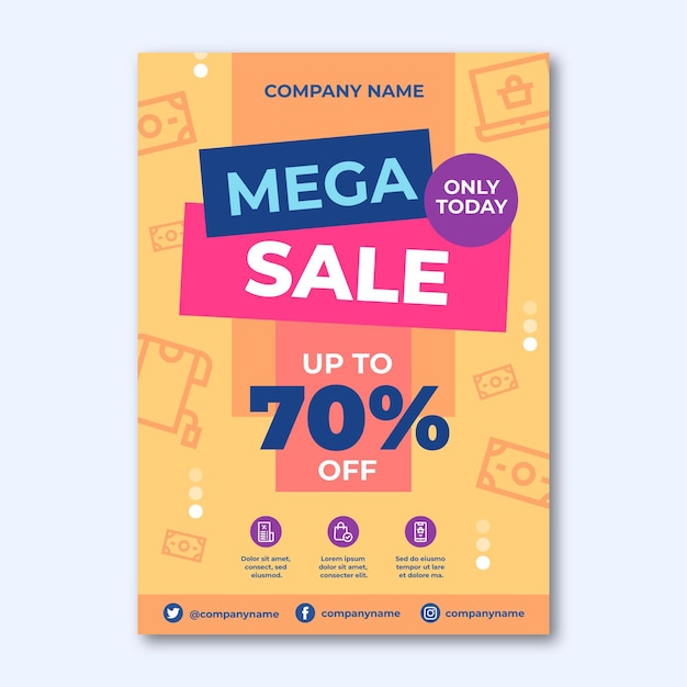 Free vector flat vertical sale poster template