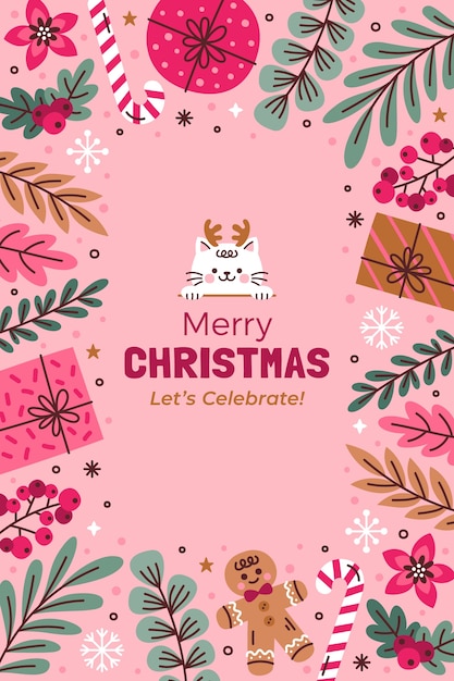 Free vector flat vertical wallpaper for christmas season celebration