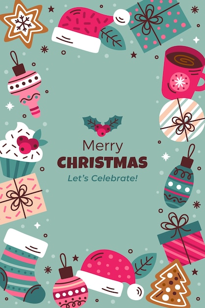 Free vector flat vertical wallpaper for christmas season celebration