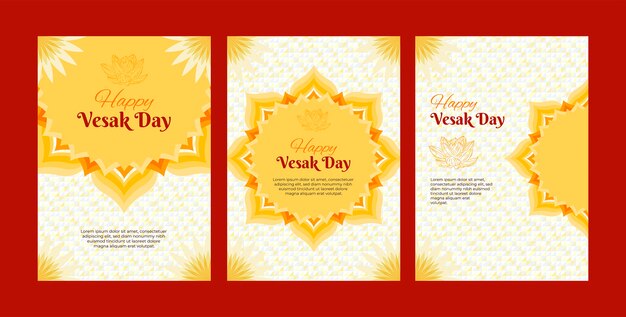 Free vector flat vesak day greeting card template
