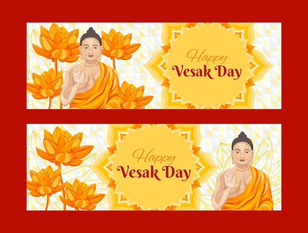 평면 vesak 날 가로 배너 팩