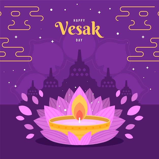 Flat vesak day illustration