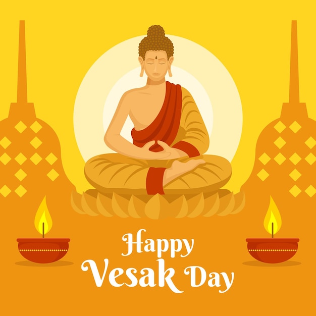 Free vector flat vesak day illustration