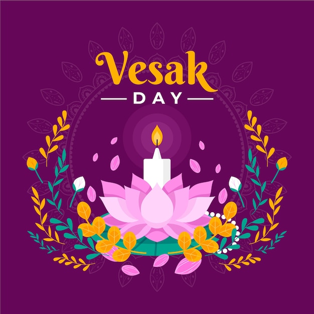 Illustrazione del giorno di vesak piatto