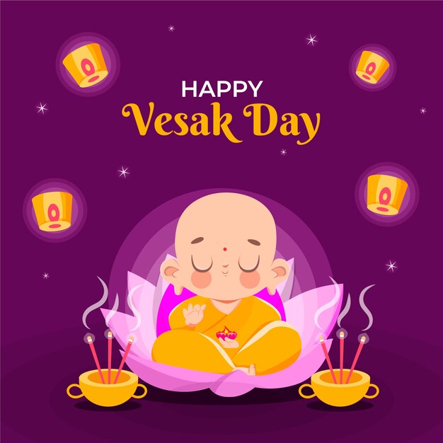 Flat vesak day illustration