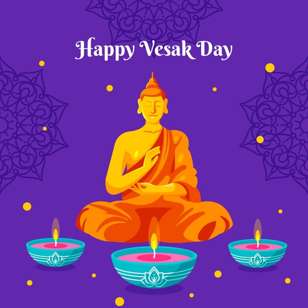 flat vesak day illustration