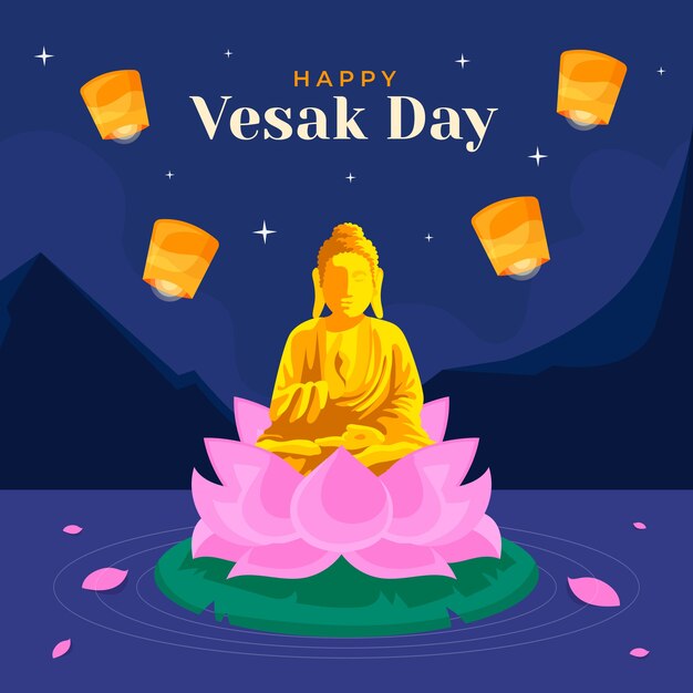 플랫 vesak 하루 그림