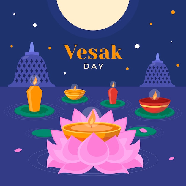 플랫 vesak 하루 그림