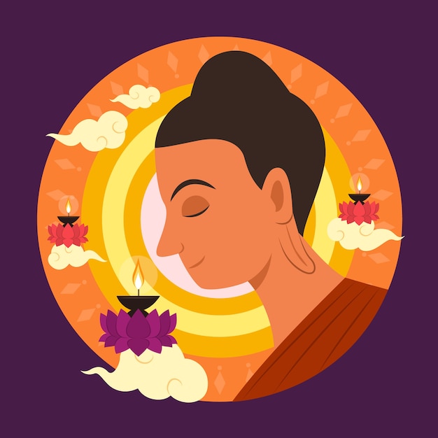 Illustrazione del giorno di vesak piatto