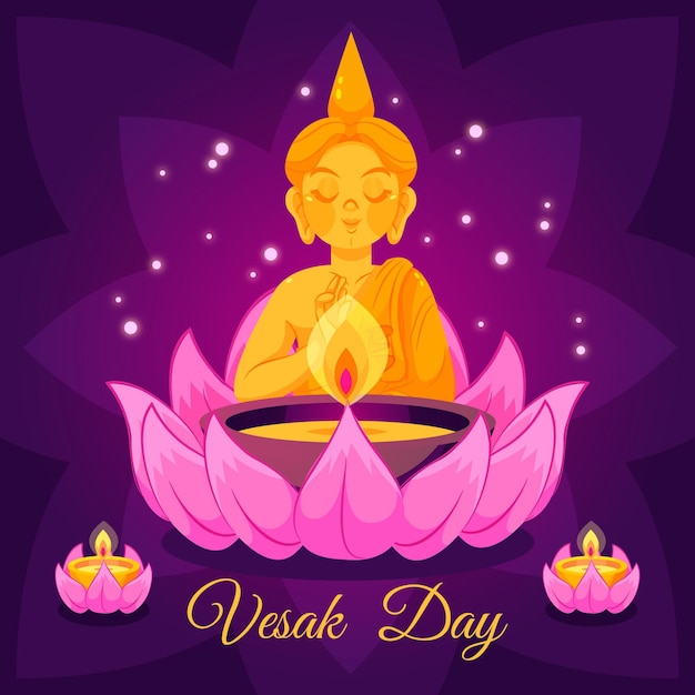 Vettore gratuito illustrazione di giorno vesak piatto