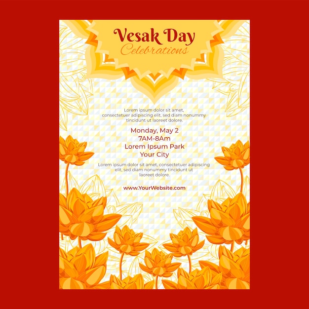 Flat vesak day vertical poster template