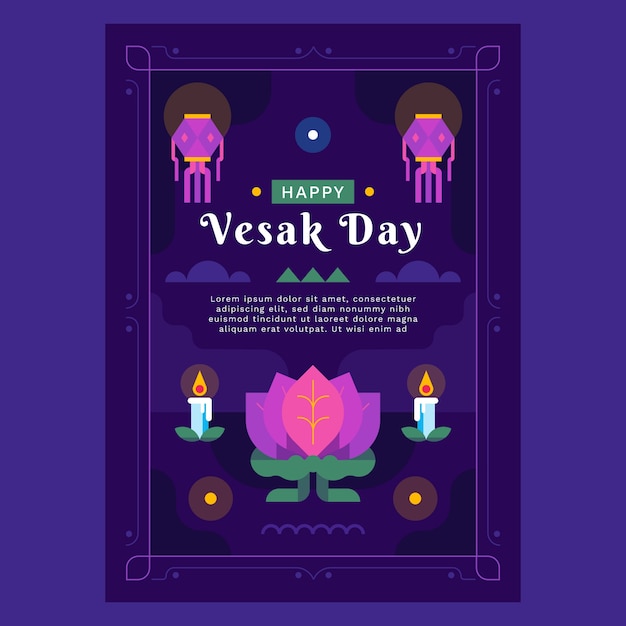 Flat vesak greeting card template