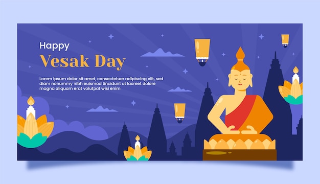 Flat vesak horizontal banner template