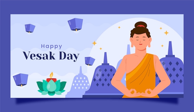 Flat vesak horizontal banner template